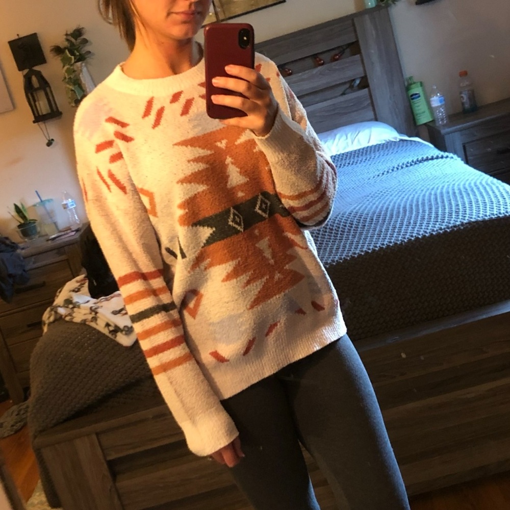 Faded Floral Cream Aztec Sweater